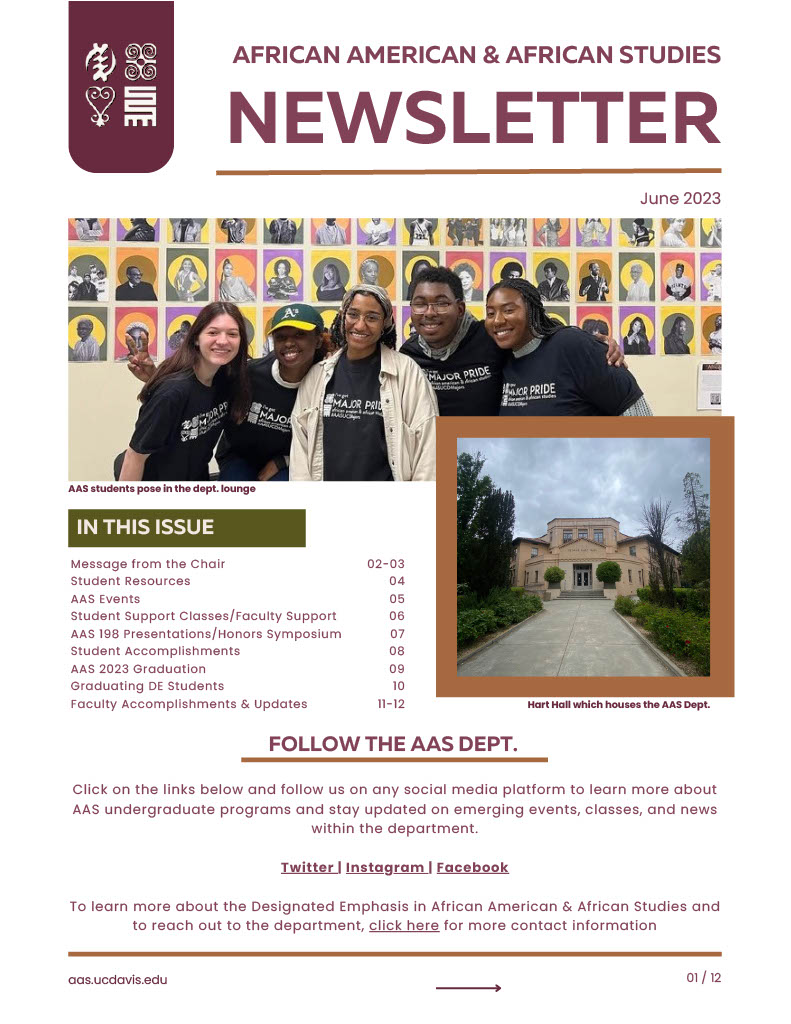 Front page of the AAS newsletter with students smiling